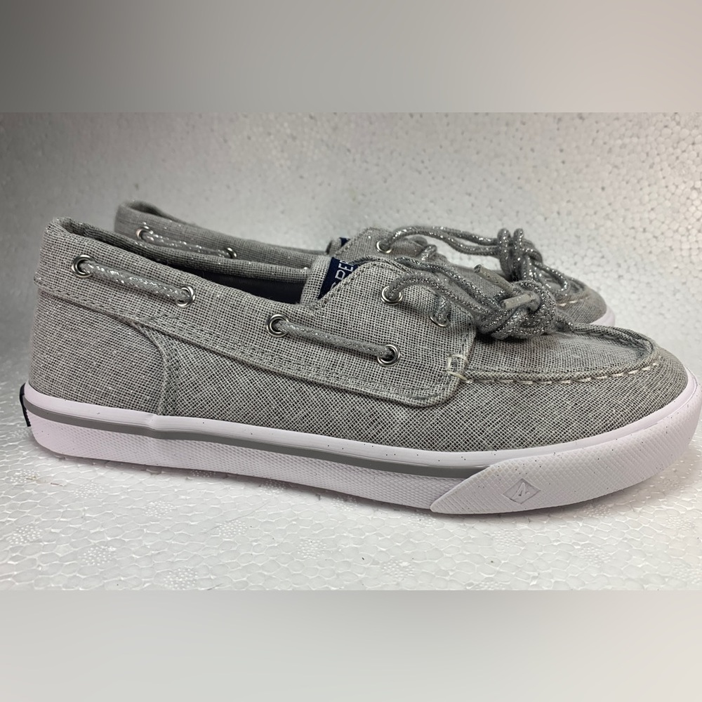 Sperry Top-Slider girl's sneakers sz 2.5 34 comfort canvas gray